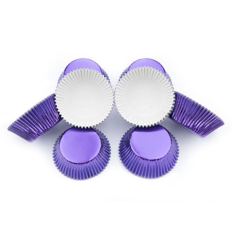 Gifbera Purple Foil Cupcake Liners - Standard Size Metallic Muffin