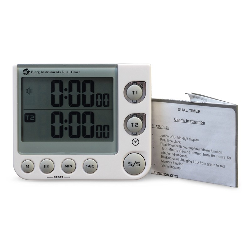 Bjerg Instruments Dual Digital Kitchen Count Up and Countdown Timer