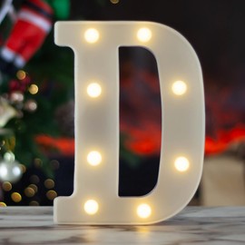 LED Marquee Letters, White 26 Alphabet Light Up Letters, Battery Powered LED Letter Lights for Birthday Party, Christmas Night, Home, Bar, Graduation, Wedding Decoration(D)