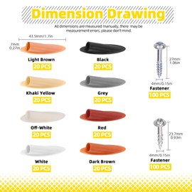 Mardatt 360Pcs 8Colors Plastic Pocket Hole Plugs, 7mm Slant Hole Caps Plastic Oblique Hole Opener Kit Wood Plugs for Pocket Hole Jig Wood Pocket Hole Plugs Working Tool Accessories