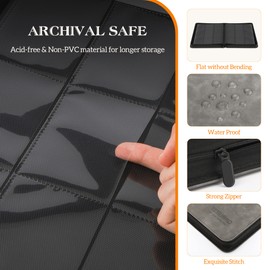 TCGUARD Trading Card Binder, 9 Side Loading Pocket Card Album Hold Up to 540 Cards, Zipper Binder for Cards Collection, TCG Card Holder for Game Card, Sports Card, Yugioh, MTG etc.（Grey）