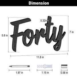 LUCK HOUSE Cursive House Numbers for Outside – 6 Inch Floating Modern Script Address Numbers, Weatherproof Black ABS Plastic, Mid Century Style (Forty)