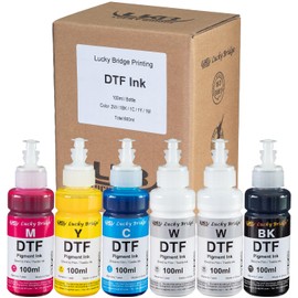 6x100ml DTF Ink Lucky Bridge Premium Pigment Ink for PET Film Heat Transfer Printing Refill Ink for All DTF Printers - (600ml) US