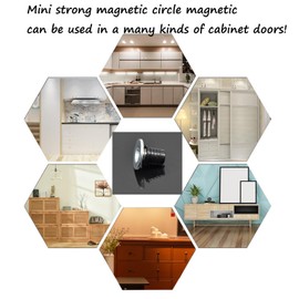 Semetall 4Pcs Concealed Magnetic Door Catch Black,Mini Strong Magnetic Circle Magnetic,0.37"×0.37"