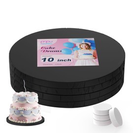 POPUPARTY POPUPARTY 10 Inch Cake Drum,Greaseproof Cake Boards 10 Inch Round,1/2" Thick Black Cake Base with Prop Up Tool for Multi-Tiered Cakes of Birthday, Wedding(4-Pack)