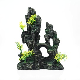 SiissaPeksid Aquarium Decor - Fish Tank Decorations with Mountain View Stone Ornament, Ideal for Betta, Snails, Turtle, Hiding, Climbing, Exploring, Landscaping, Aquascaping
