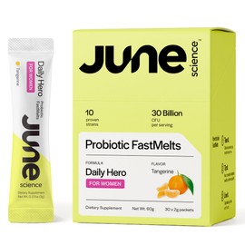 June Science Daily Hero for Women | Fast Melt Pre + Probiotic for Women - Tangerine Flavor, 30 Powder Sachets