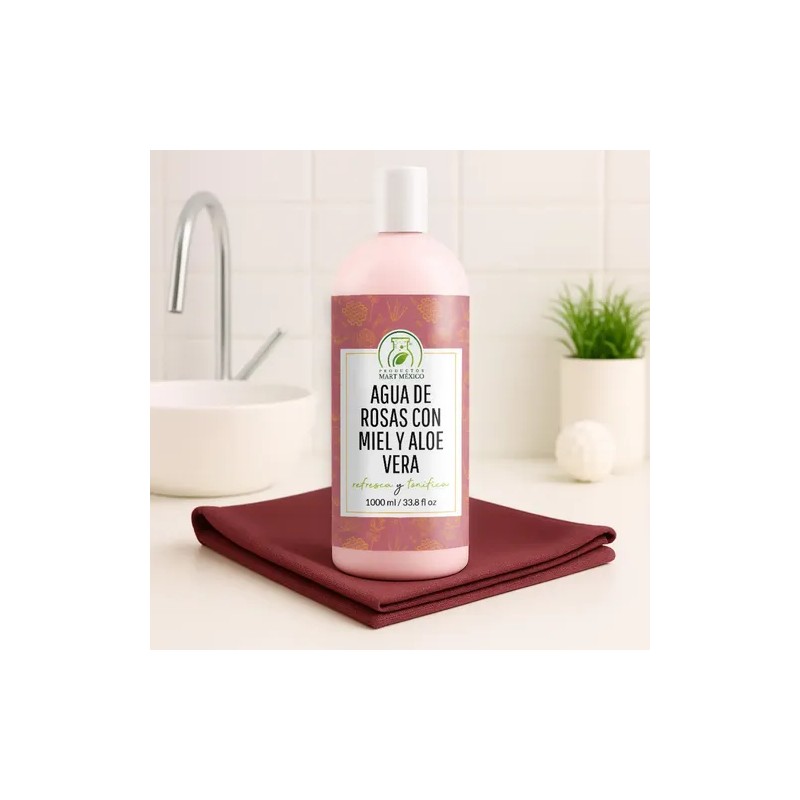 Agua De Rosas Con Miel Orgánica Y Aloe Vera Tónico