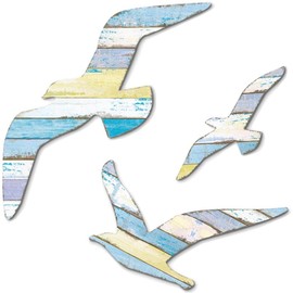 Yerleomit Maritime Decorative Seagull Beach Wall Decoration Wall Art Wooden Seagull Beach Decorations Seagull Decor Ocean Decorations Sten Sculptures for Living Room Bedroom