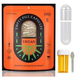 Pill Capsules Empty Vegan Size 0 Separated Capsules, 1000 Count Premium Empty Capsules Separated in Bags, Clear Separated Empty 0 Capsules for DIY Supplement Filling