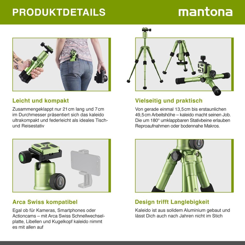 Mantona Kaleido 21185 Mini Photo/Table/Travel Tripod with Ball Head with
