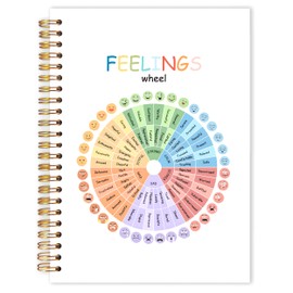 Qabliqo Feelings Wheel Mental Health Spiral Notebooks, Mental Health Gifts Journals for Writing, Therapy Counselor Office Must Haves, Emotions Chart Notebook for Note Taking, 5.5x8.3 Inch