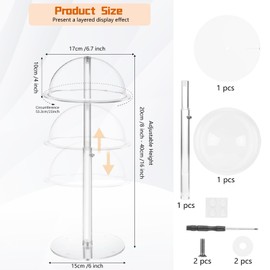 Hat Display Stands, 8" to 16" Adjustable Height Acrylic Cowboy Hat Holder Stand, Clear Durable Domed Baseball Cap Holder Hat Rack with Brim, Wig Holder Display Stands for Vendors Salons Closet