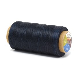 Mandala Crafts Navy Blue Flat Waxed Thread for Leather Sewing - 273 Yds 150D 0.8mm Polyester Leather Thread String Waxed Cord for Leatherwork, Beading, Bookbinding, Hand Stitching