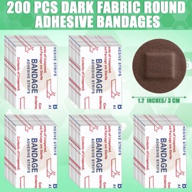 Funtery 200 Pcs Spot Adhesive Bandages Kids Flexible Round Fabric Adhesive Bandages Non Latex Small Face Bandage for Wound, Spots, Small Incisions, 1.2 Inch, 5 Colors(Dark Brown)