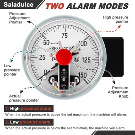 High Low Pressure Alarm - 150PSI Oil & Water Pressure Warning Light - 105dB Sound Light Alarm - 110V