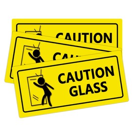 Caution Glass Stickers Labels,8×3 Inch Notice Caution Warning Sign Labels for Office/Business,Door Signs(Pack-10)