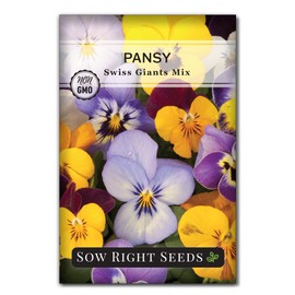 Sow Right Seeds - Swiss Giants Mix Pansy Flower Seeds for Planting - Colorful Blend to Plant in Your Garden - Non-GMO Heirloom Seeds with Instructions - Hardy Annual, Early Spring Favorite (1)