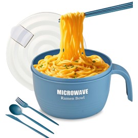 Large Ramen Bowl, Ramen Noodle Bowls Microwavable,Ramen Bowl Microwavable 45 oz, Ramen Cooker, Microwave Pasta Cooker, Ramen Bowl Microwave Gift for College Boys Girls Male Female Dorm Room (blue)