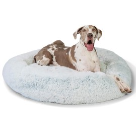 Best Friends by Sheri The Original Calming Donut Dog and Cat Bed in Shag Fur, Frost Gray, Jumbo, 2XL, 54x54