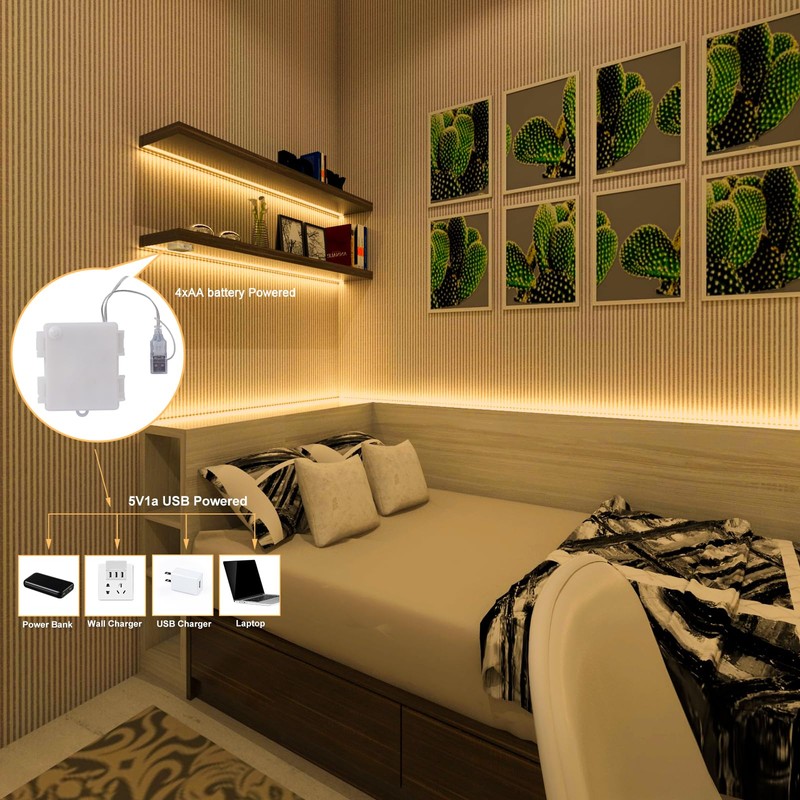 OMIKA COB LED Strip Lights, 2700K Warm White Battery Powered