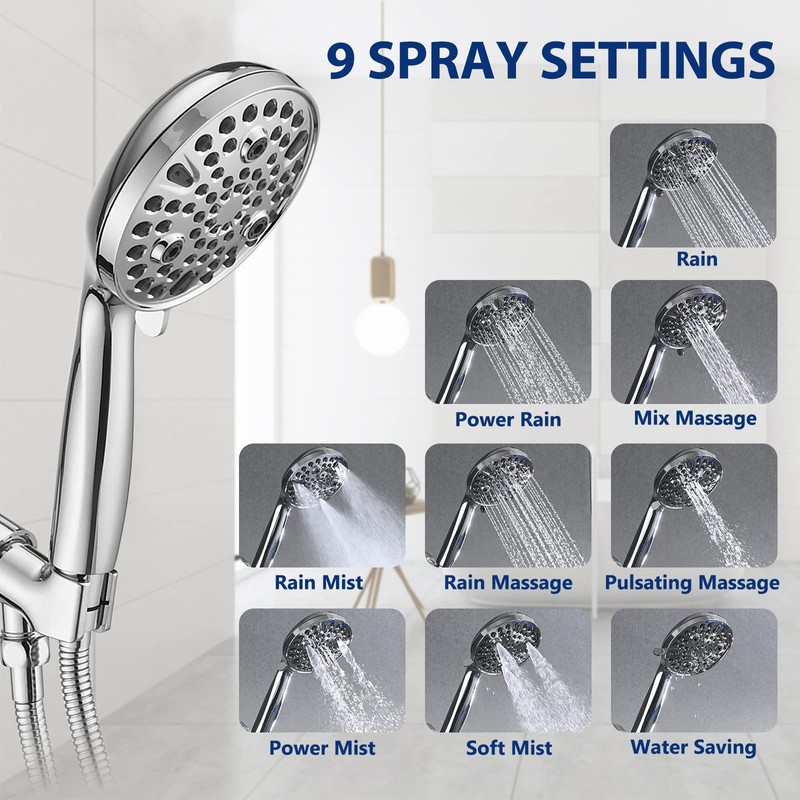 YASINU All Metal Bathtub Faucet with Sprayer 10 Settings, Tub