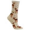 Hot Sox Women's Originals Fashion Crew Socks, Spring Deer (Natural