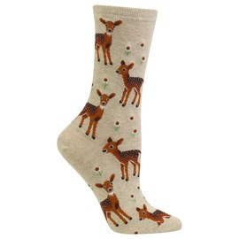Hot Sox Women's Originals Fashion Crew Socks, Spring Deer (Natural Melange), Shoe Size: 4-10