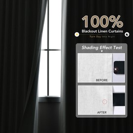 Natural Linen Blackout Curtains for Bedroom 72 Inch Length 2 Panels Set Back Tab Cream Colored Neutral Farmhouse Living Room Darkening Curtains Track System Thermal Insulated Black Out Drapes 52x72