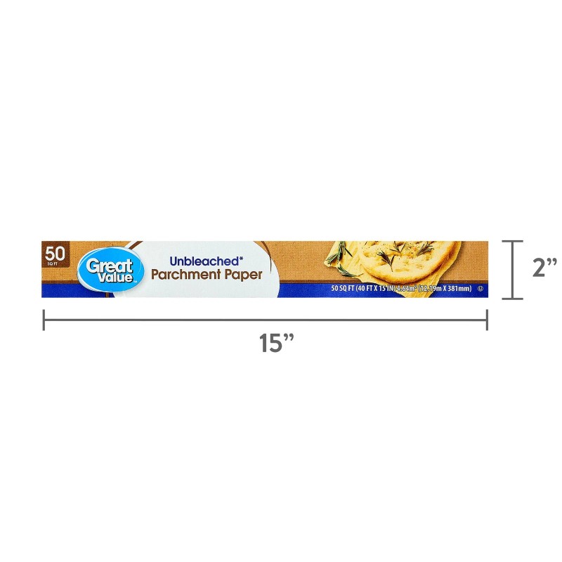 (3 pack) Great Value Unbleached Parchment Paper Roll, 50 Sq