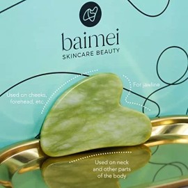 Baimei Rodillo De Jade Y Gua Sha Para Masaje Facial En Color Jade