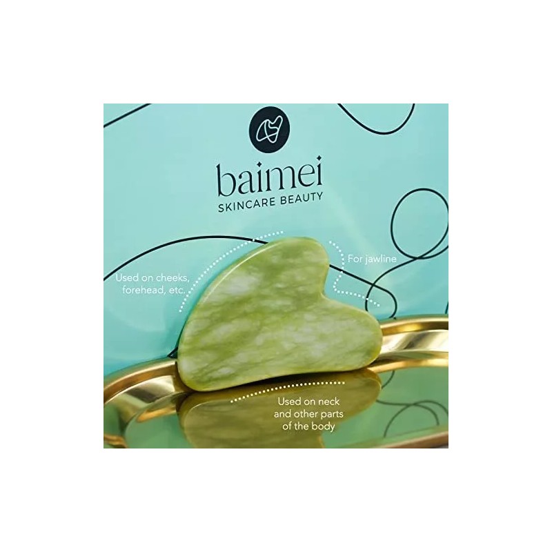 Baimei Rodillo De Jade Y Gua Sha Para Masaje Facial