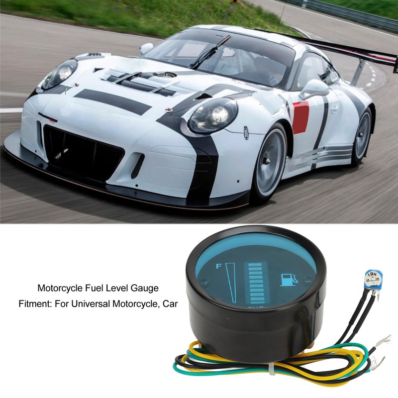 Motorcycle Fuel Level Gauge 52mm Housing Diameter LED Light Display