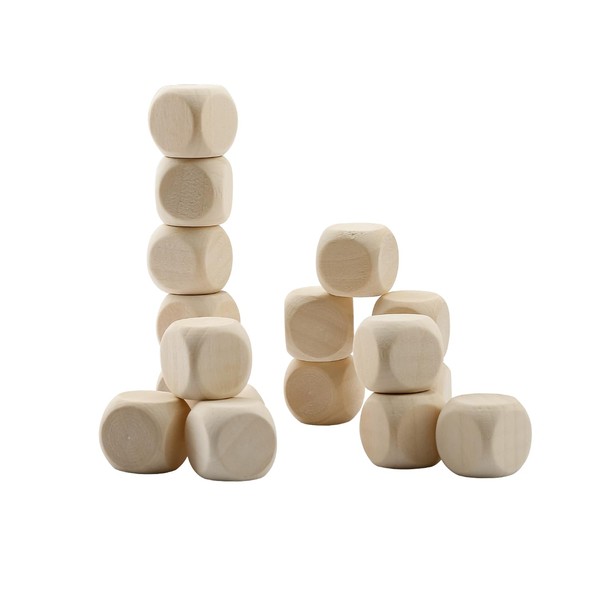 Tabanzhe 20MM Wooden Plain Dice-20PCS Rounded Blank Six Sided Dices
