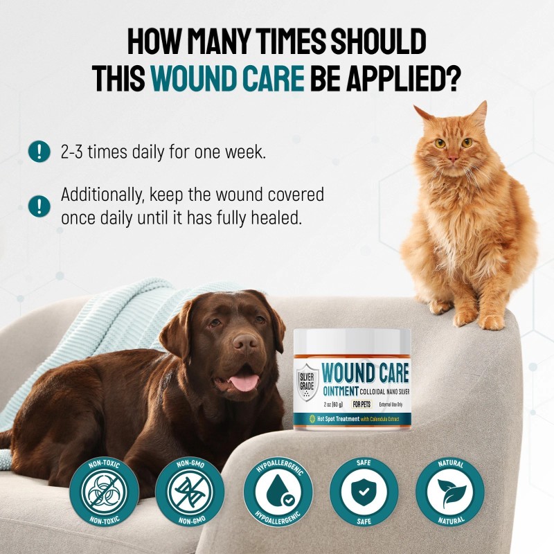 Silver Wound Care Ointment for Dog & Cat Skin Relief