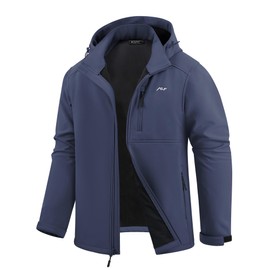 WULFUL Men's Softshell Jacket Waterproof Lightweight Insulated Windbreaker Fleece Lined Rain Shell Jacket for Hiking Travel