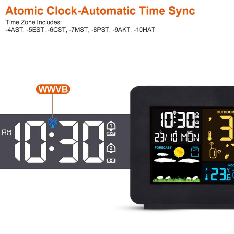Zorpupoa Projection Alarm Clock, WWVB Atomic Projector Radio Control Clock