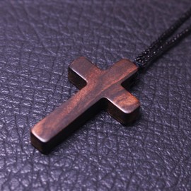 Cross Necklace for Men, Wooden Crosses Pendant Necklaces for Women Men ,1.5x0.94x0.2 Inches Hand Carved Natural Ebony Wood Cross with with 26.77 Adjustable Chain, Jewelry Gifts (1pc-3.8Brown)