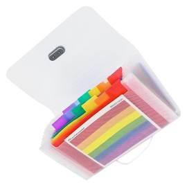 13 Pockets A6 Flashcard Organizer with Colorful Labels–Expanding File Folder for Cards, Coupons, and More