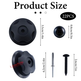 Pack of 22 Black Round Knobs with M5 Rivets, Tarpaulin Hooks, Tarpaulin Buds, Trailer Tarpaulin Attachment, Trailer Net Hook Set, Perfect for Attaching Trailer Nets and Tarpaulins