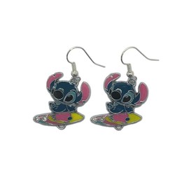 Classic Blue Alien Blue Koala Character Surfing Charm French Wire Earrings