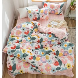 Getiya cartoon bedding set for children, adults, chic bedding set with pillow case, natural cotton duvet cover with cute pattern, zip, bedding set for children