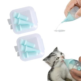 6pcs Replaceable and Reusable Silicone Nipples for Kitten and Puppy Bottles, Anti-Choking Feeder Design, for Newborn Pets (Blue, 6pcs)