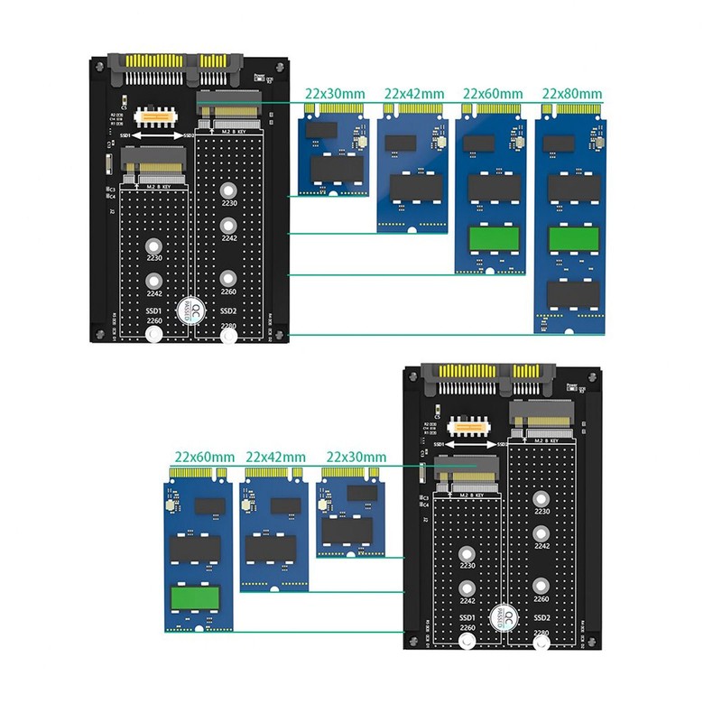 Dual NGFF B M Key M.2 SSD Card 6Gbps SATA