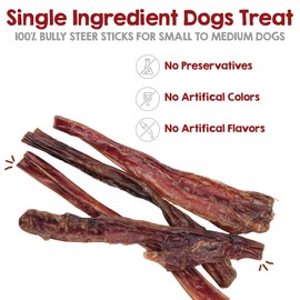 Riley's Steer Bully Sticks for Small to Medium Dogs - Odor Free Bully Sticks for Small Dogs - Single Ingredient Dog Treat - Gluten-Free, 100% Beef Pizzle Sticks for Dogs - 5-6", 12ct