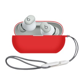 Compatible with Beats Solo Buds Case 2024, Premium Soft Silicone Protective Cover for Beats Solo Buds Protection Shockproof Cover Wireless Earbuds Headphone Accessories with Lanyard (Red)