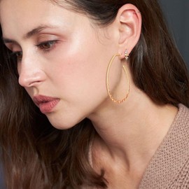 YYWANGART Hoop Earrings for Women Lightweight Hypoallergenic Teardrop Hoops Matte Gold Hammered Open Oval Hoop Earrings for Women Birthday Gift