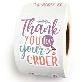 Bttwkco 500pcs Thank You for Your Order Stickers, Handmade Stickers,Happy Mail Stickers,Boutique Packaging Stickers,Purchase Stickers Roll