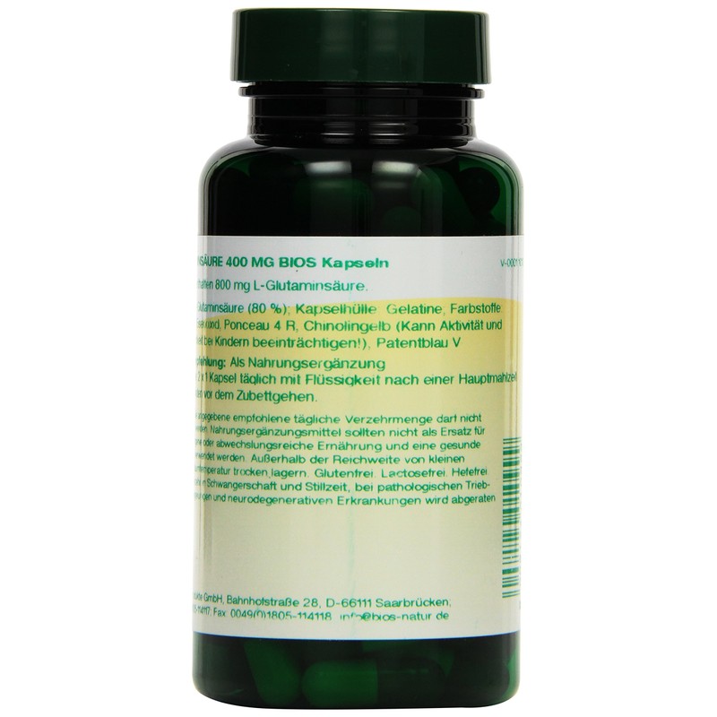 Bios L-Glutamic Acid 400 mg 100 Capsules Pack of 1