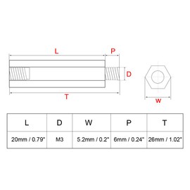 sourcing map 40pcs M3 20+6mm Female Male Thread Brass Hex Standoff Spacer Screws PCB Pillar